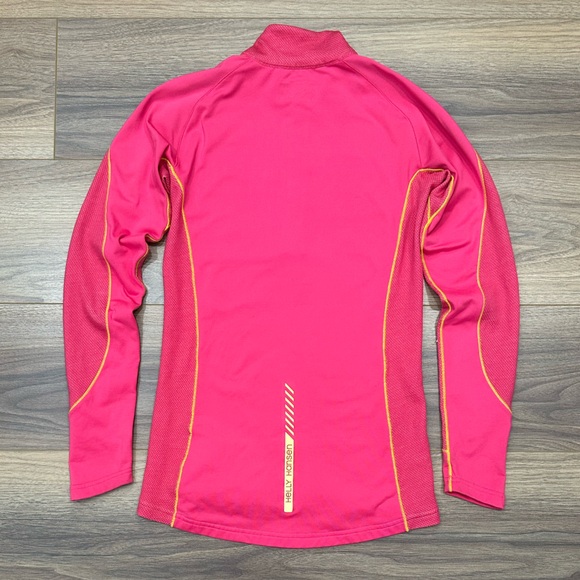 Helly Hanson Training Merino Wool Blend Quarter Zip Pullover Pink/Yellow Medium - Picture 10 of 14
